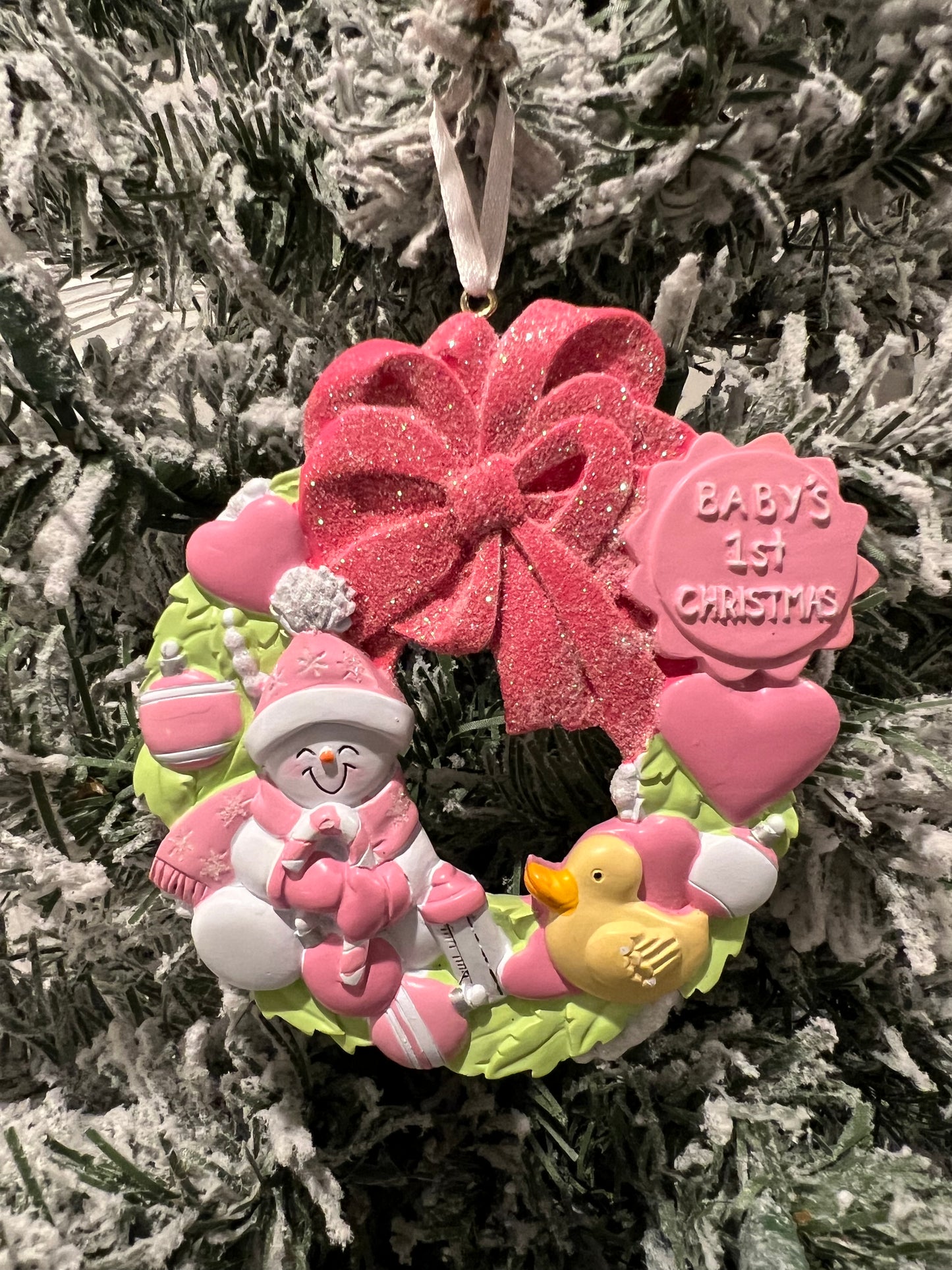 Baby's First Christmas Pink Wreath