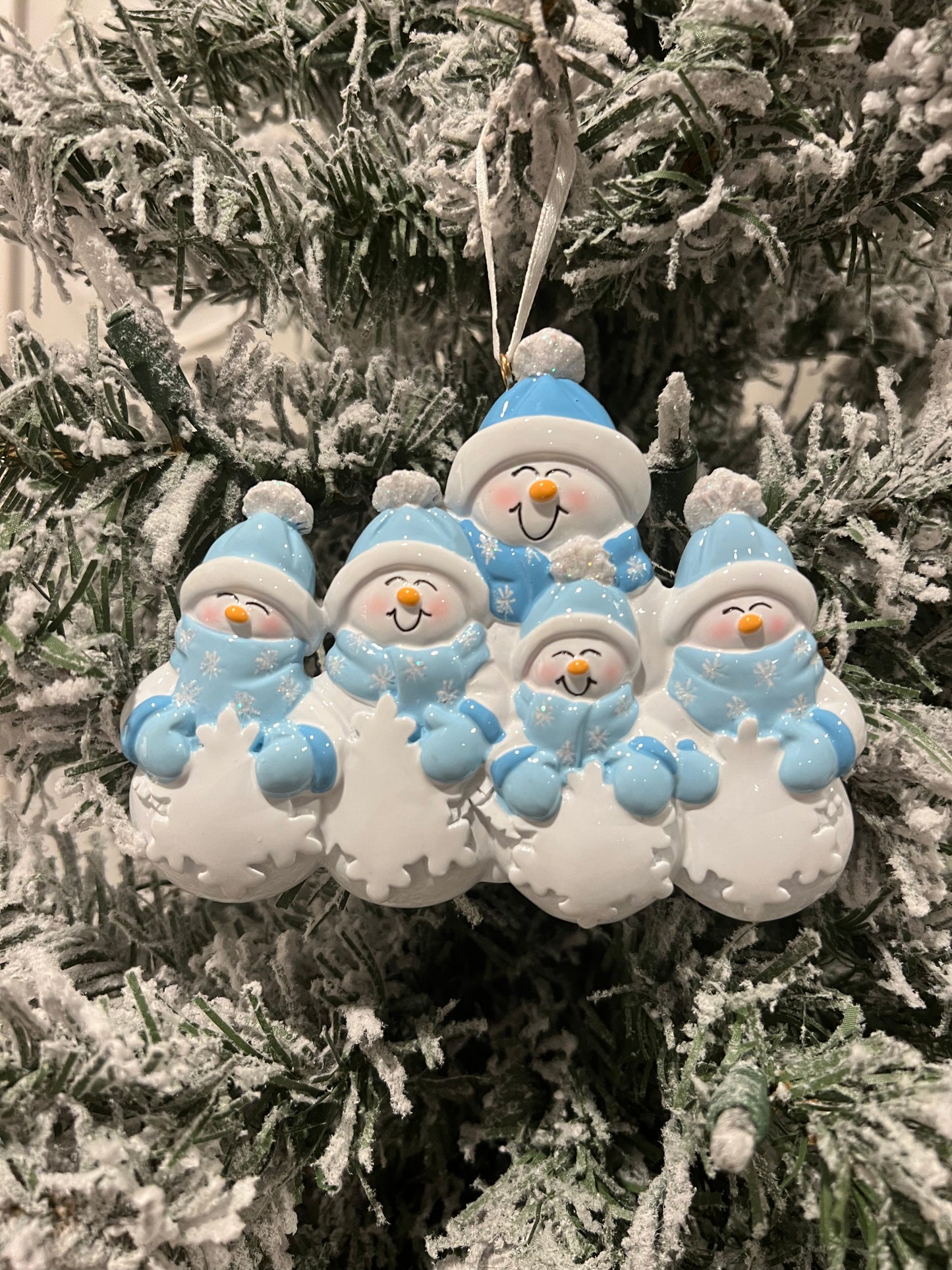 Blue Snowman Family of 5